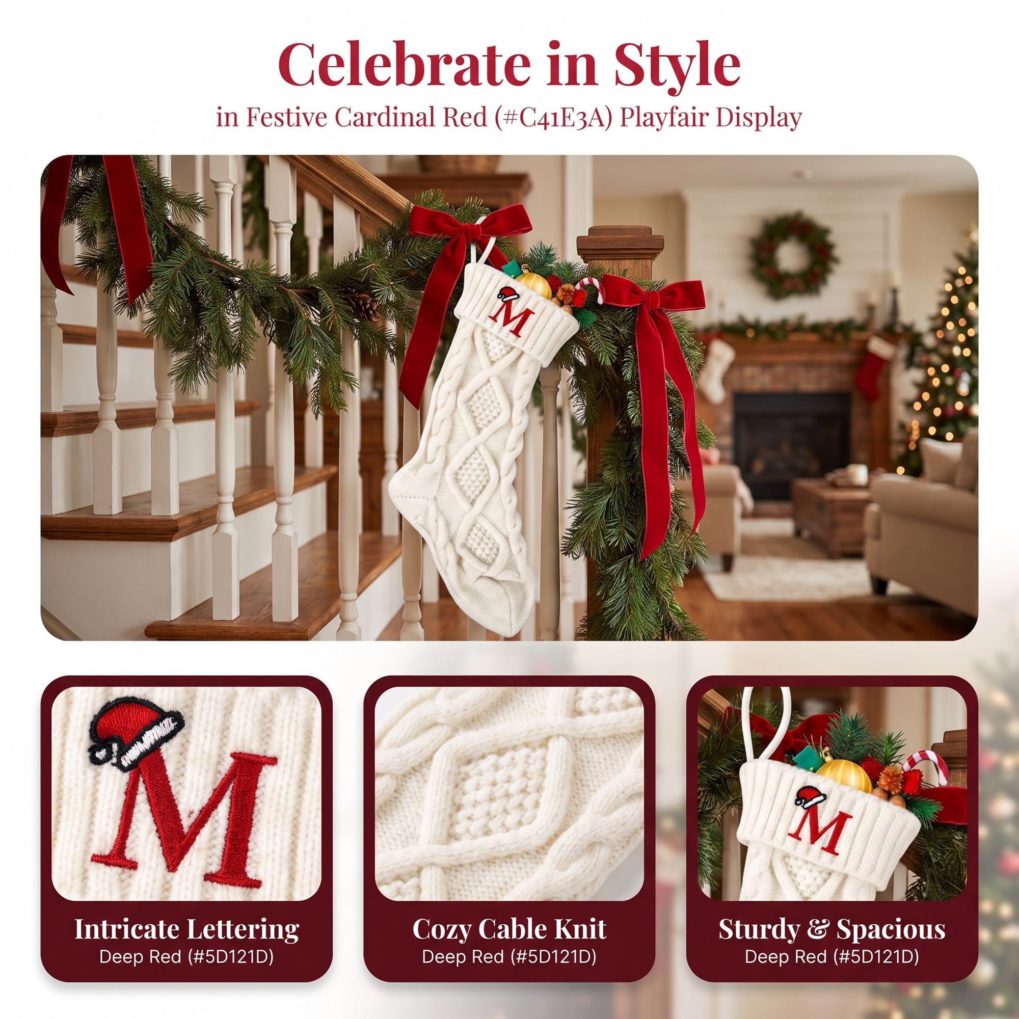 Unique Bargains Canine Bone Christmas Stocking Luxury Puppy Holiday Keepsake Sack Letter M 17"