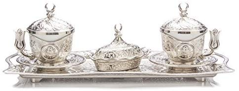 Copper Turkish Coffee Cups with Saucer and Lid Set of 2