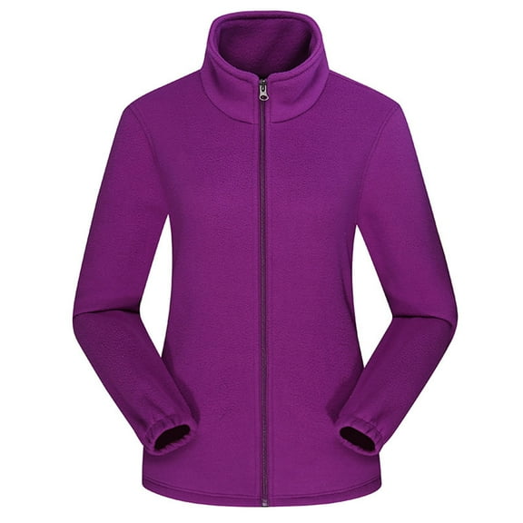mihongmao Up to 50% off! Winter Jackets for Women Men's and Women's Fleece Winter Breathable Windproof Cardigan Jacket with Warm Tank,Womens Plus Size Clearance $5 Purple L