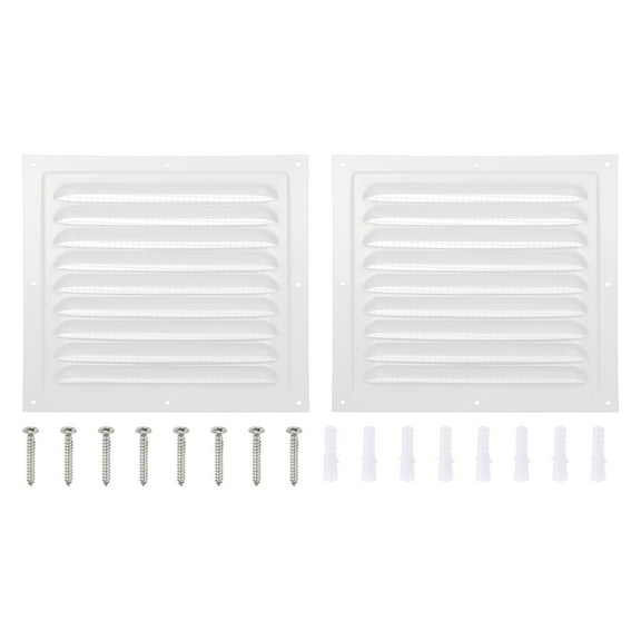 Uxcell 8x8" Gable Vent Cover, Aluminum Alloy Rectangular Floor Air Vent Covers Metal Soffit Return Grille with Screen Mesh and Screw 2 Pcs