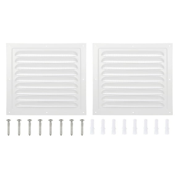 Uxcell Grille d'Aération de Pignon 8x8 Pouces, Housses Rectangulaires en Alliage d'Aluminium pour Évent de Plancher, Grille de Retournement de Soffite en Métal avec Moustiquaire et Vis 2 Pcs
