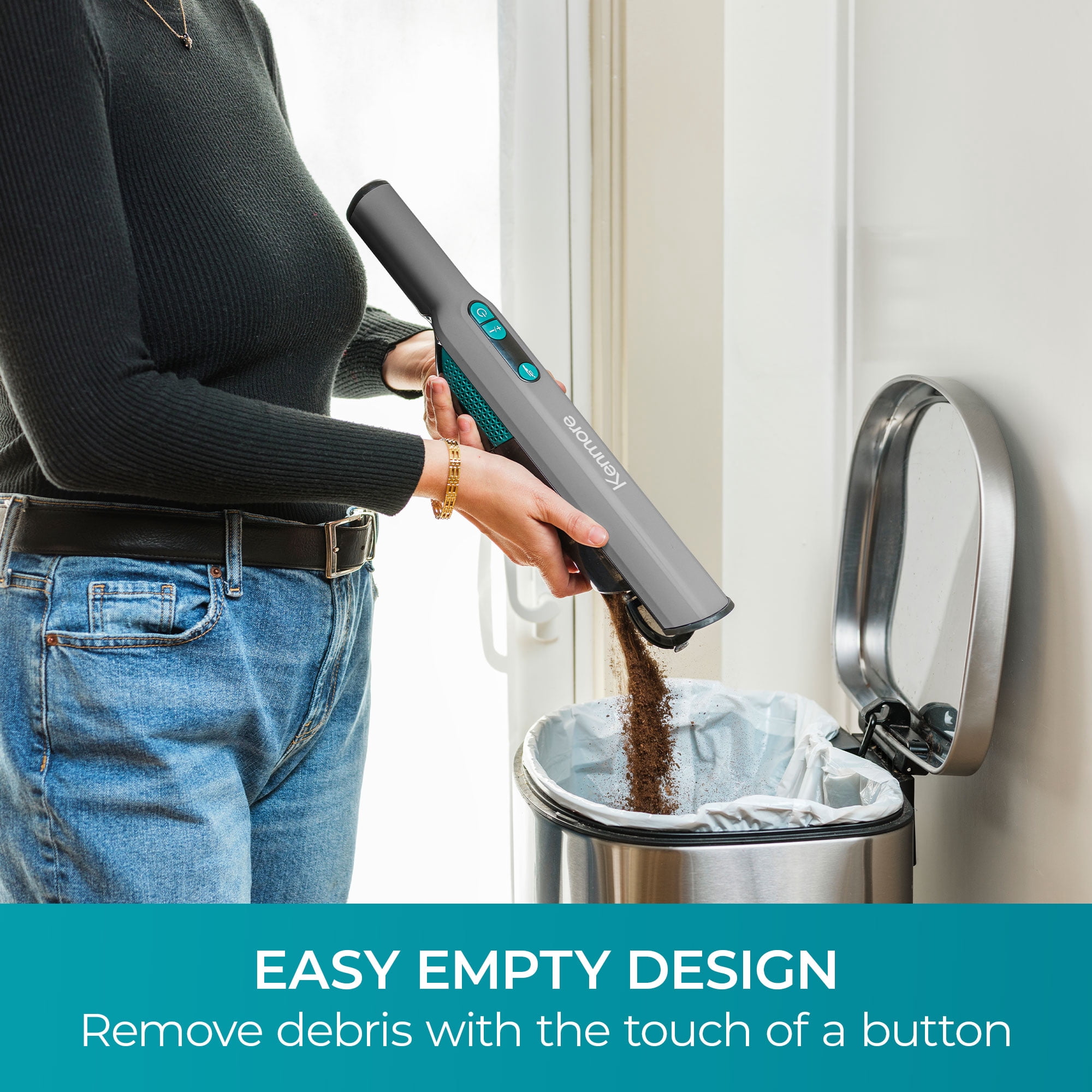 Kenmore 11.1V Cordless Hand Vacuum, Pet Friendly, For Home, Car, Office, Lightweight, Powerful Suction, 2-Speed Control, HV3006, Gray