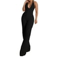 thumbnail image 1 of Mono largo de verano con cuello en V y pliegues para mujer - Diseño sexy sin espalda, poliéster ligero, para el trabajo, fiestas y uso diario, 1 of 8