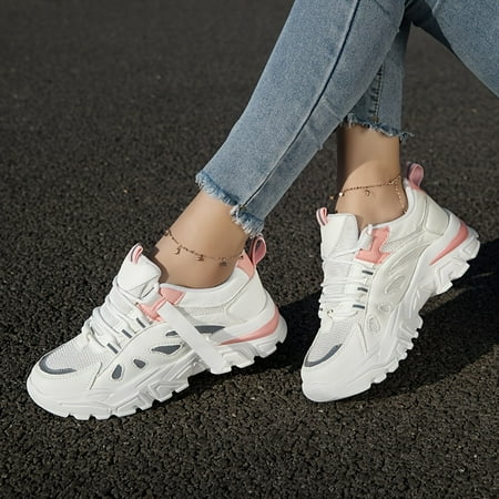 

Women s Leisure Chunky Walking Sneakers Breathable Mesh Lace Up Platform Sports Sneakers