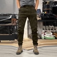 thumbnail image 6 of Men's Solid Color Outdoor Overalls, Casual Tactical Cuff Trousers with Multiple Pockets for Hiking, Workwear and Street Style,Green,L, 6 of 7
