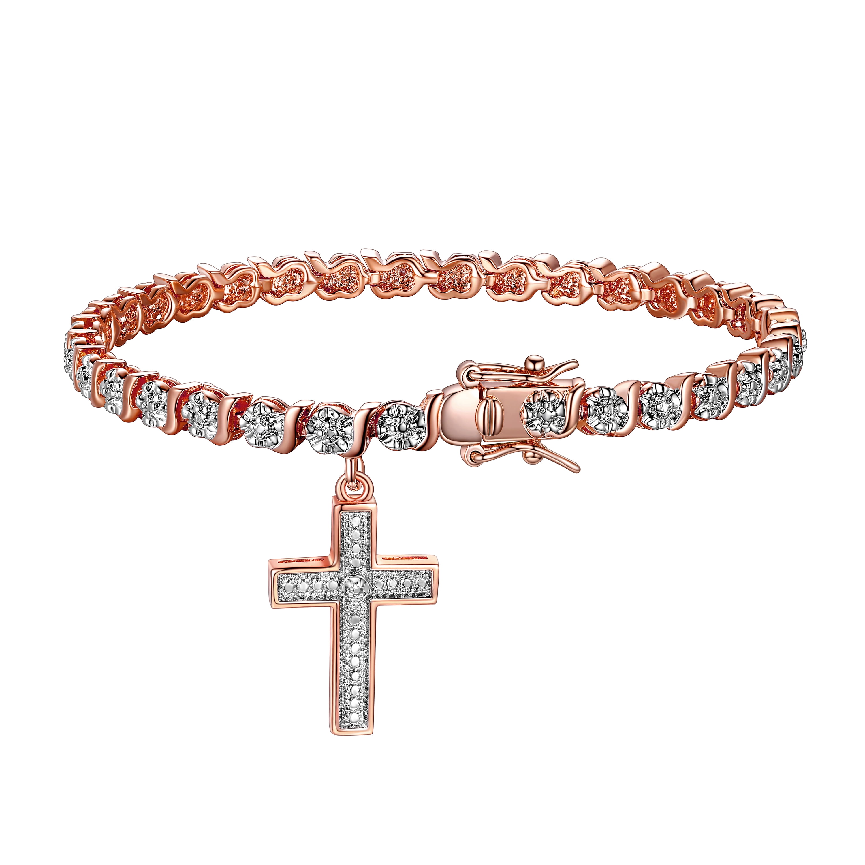 14K Rose Gold Plated Diamond Accent 