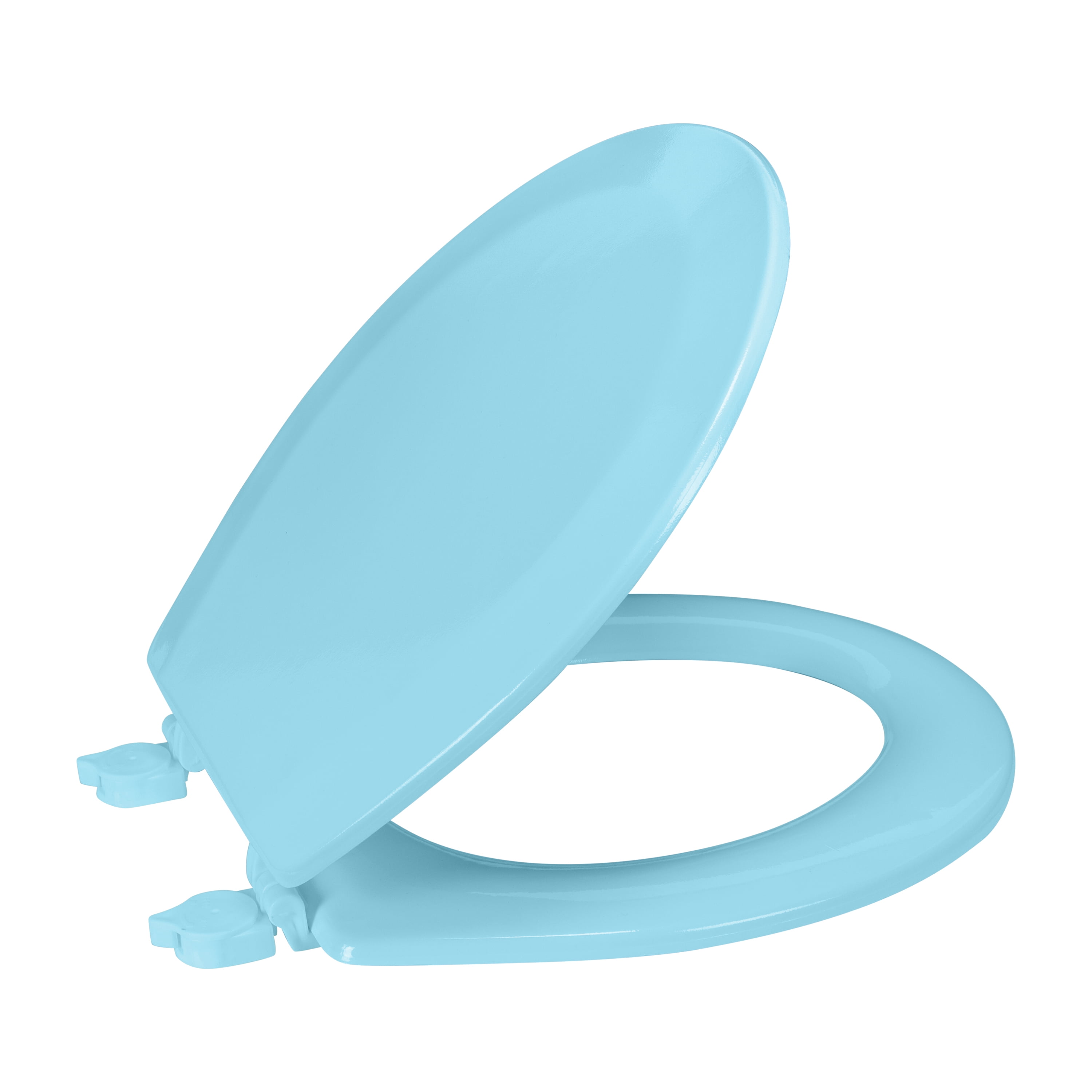 Details about   Sky Blue Glossy Toilet Seat Standard Round Bowl Easy Install Hinges Wood Comfort 