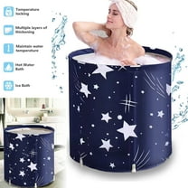 Foldable Bathtub for Adult and Kids, Large Portable Bath Tub, Collapsible Soaking Bathing Shower Tub Folding SPA Tub for Shower Stall, Hot Ice Bath, Baby Swimming, Blue, 27.6*25.6 Inch