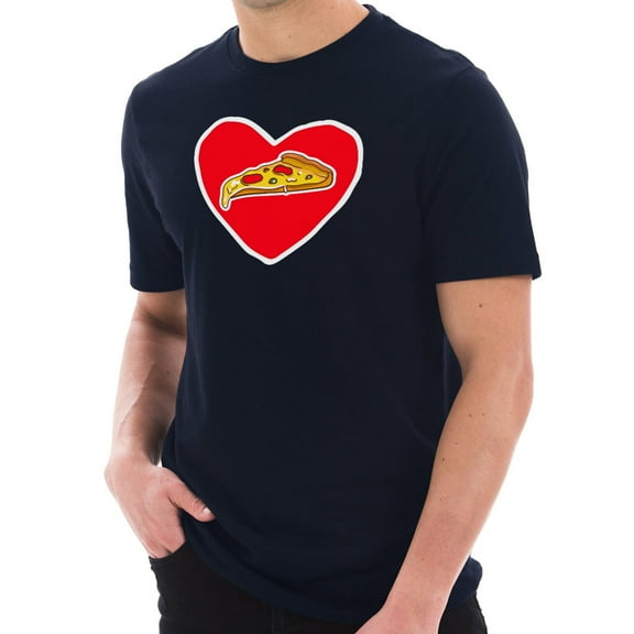 Plus Size Pizza Love Graphic Design Unisex Short Sleeve Cotton Jersey T-Shirt - Navy XL