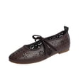 thumbnail image 2 of Bkhluea Women Floral Cutout Mary Jane Flats Elastic Strap Footwear For Office Casual Outdoor Daily Activities, 2 of 7