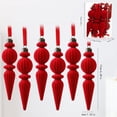 thumbnail image 3 of Red Large Christmas Ornaments 6 Pack 17cm Irregular Flocked Tree Hanging Decor, Holiday Party Supplies, 3 of 6