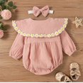 thumbnail image 7 of StylesILove Baby Girls 3D Daisy Collar Long Sleeve Gauze Cotton Romper & Headband 2pcs Fall Winter Jumpsuit Outfit (Pink, 3 Months), 7 of 7