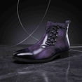 thumbnail image 2 of Men's Side Zipper Dress Ankle Boots, Patent Leather Lace-Up Formal Boots for Business, Classic Business Formal High-Top Leather Boots, 2 of 6