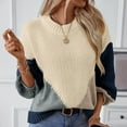 thumbnail image 6 of Fartey Oversized Sweaters for Women Trendy Color Block Sweater Loose Fit Long Sleeve Crewneck Knitted Pullover Fall Winter Chunky Knit Sweaters Beige M, 6 of 8
