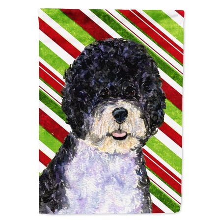 Portuguese Water Dog Candy Cane Holiday Christmas Garden Flag