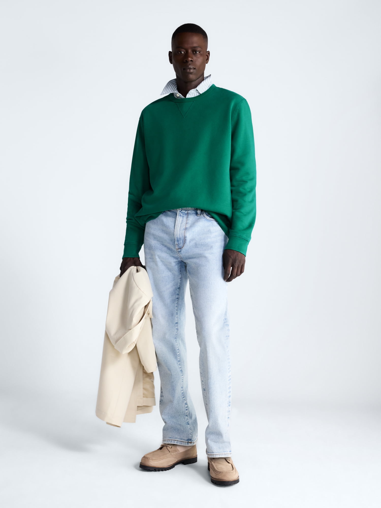 Free Assembly Men's Oversized Fleece Crewneck Sweatshirt with Long Sleeves, Sizes XS-3XL
