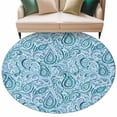 thumbnail image 2 of Round Area Rug 5 Ft, Light Blue Teal Washable Non-Slip Circle Carpet for Living Room/Bedroom, Retro Botanical Abstract Art Low-Profile Runner Mats Collection Rugs for Indoor, 2 of 7