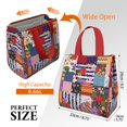 thumbnail image 3 of Pioneer Flower Floral Print Pattern Insulated Lunch Bag for Women & Adults,Large Portable Soft Cooler Lunch Bag,Thermal Food Storage Tote with Pearl Cotton,8.66L,8.75x5.75x9.5 Inch, 3 of 6