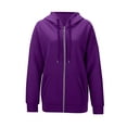 thumbnail image 3 of WTOBBY Women's Sports Hoodie Jacket Long Sleeve Zip Up Fleece Pullover Casual Athletic Outerwear with Front Pockets Performance Fabric Lightweight for Gym Running,Purple S, 3 of 4