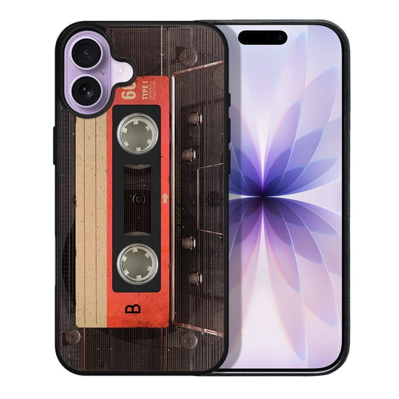 WIRESTER Shockproof Soft Rubber Cover Case for Apple iPhone 17 6.3" 2025, Red Vintage Cassette Tape