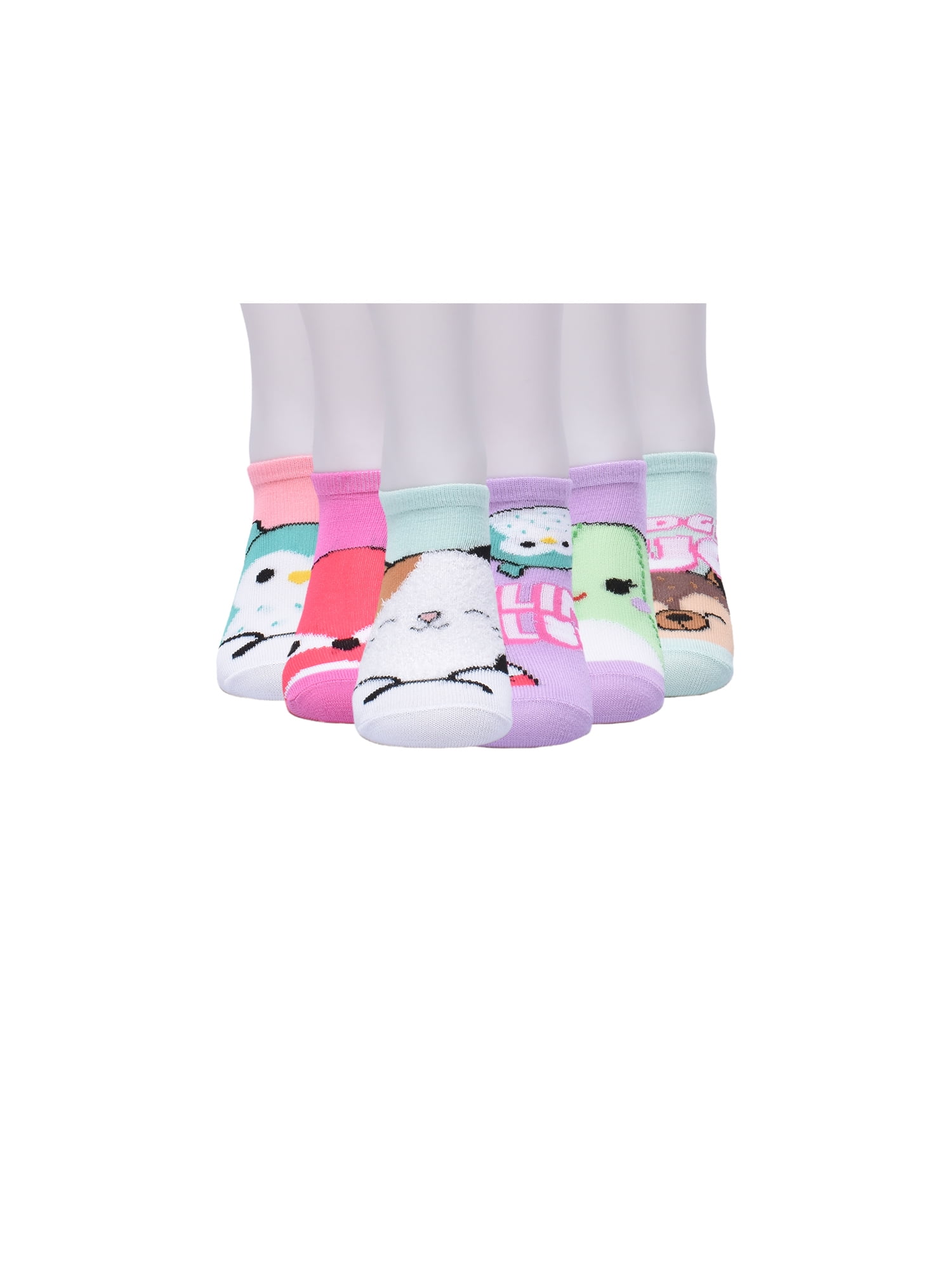 Squishmallow Girls No Show Socks, 6 Pack, Size S-L