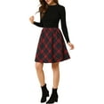 thumbnail image 3 of MODA NOVA Junior's Plaids Elastic Waist Knee Length Worsted A Line Skirt, 3 of 7
