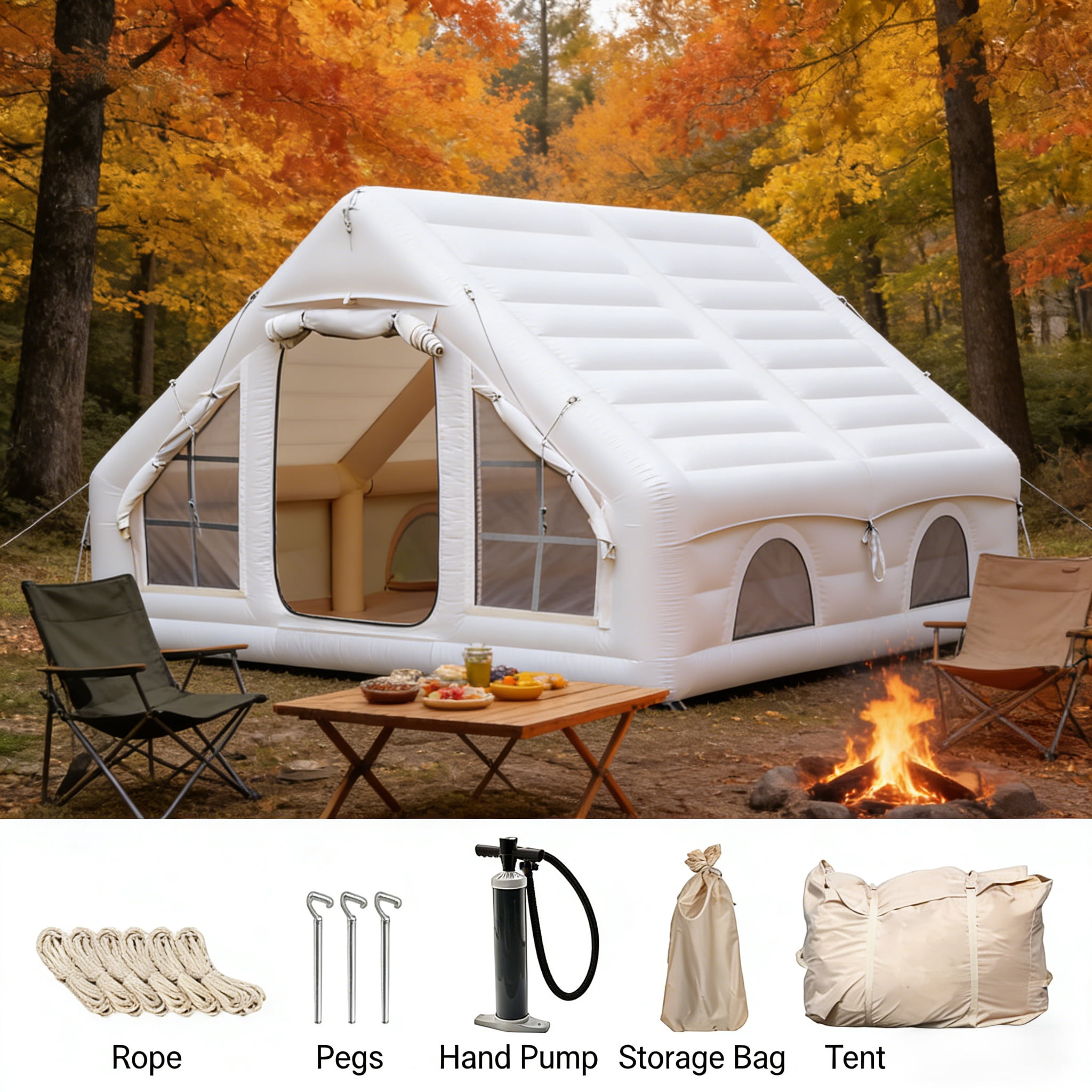 Vakiorn 12 Sq m Inflatable Air Tent 4-8 People Waterproof Oxford Fabric Instant Setup for Camping Outdoor Adventures