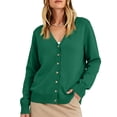 thumbnail image 3 of Lumtrix Cardigans Sweater For Women Warm Lightweight Button Front Cardigan Oversized Long Sleeve V Neck Cozy Sweaters Dressy Casual Tops Dark Green 2XL, 3 of 5