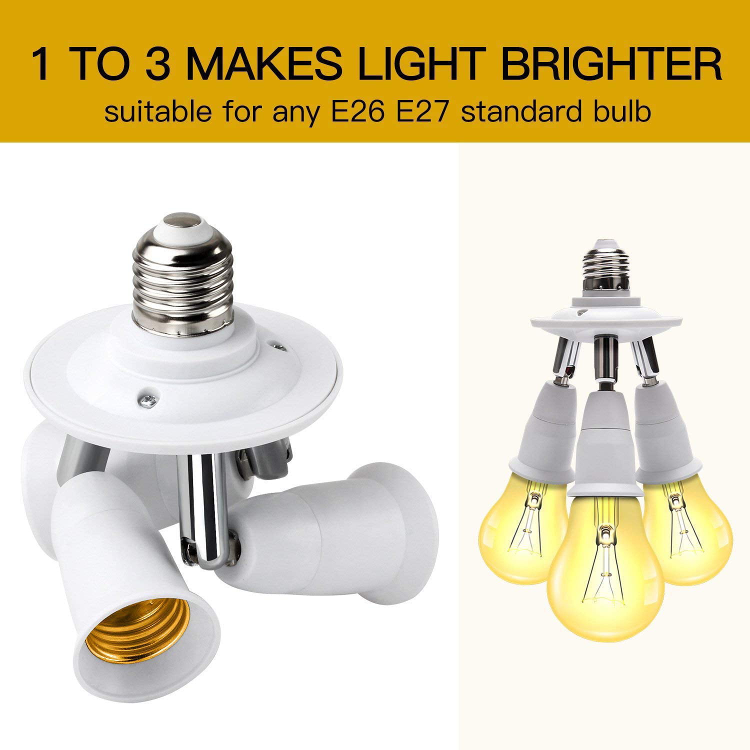 E26 E27 to 1/2/3 E26 E27 Light Socket Extender Splitter Converter Lamp  Holder