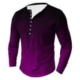 thumbnail image 3 of LODIENY Men's Henley Shirts Classic Casual Tie Dye Gradient Print Basic Workout Tee Shirts Big and Tall Regular Fit Long Sleeve Cotton Button Ombre T Shirts Multicolor#31 XL, 3 of 5