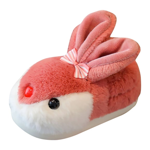 Hjtefg Chaussures Chaudes pour Tout-Petits, Enfants et Bébés, Pantoufles à Semelle Souple avec Dessins Animés pour Garçons et Filles, Chaussures Douillettes pour Nourrissons, Chaussures d'Intérieur pour la Maison à Ajustement Doux, Couleur : 1-Rouge Melon D\'eau Taille : 3,5-4 Ans