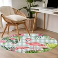 thumbnail image 4 of Summer Flamingos Round Area Rug 3.3Ft Washable Circle Rugs for Dining Room Table, Tropical Flowers Leaves Cactus Plaid Non-Slip Carpet Floor Mats Indoor Outdoor Carpet Runner Aesthetic Home Decor, 4 of 8