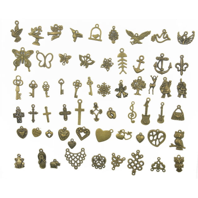 Colgantes de Amuletos de Metal de Aleación de Bronce Mezclados 100x para Joyas