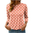 thumbnail image 2 of Heisall Women's T-Shirts 3/4 Sleeve Round Neck Loose Casual Striped Non-positional Print Spring/Autumn Fashion, 2 of 7