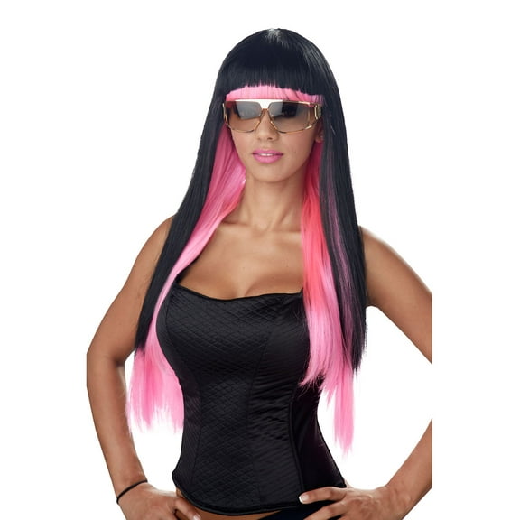 Diva Glam Black and Pink Wig by California Costumes 70734