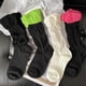 thumbnail image 4 of Calcetines finos de malla para mujer, medias de estilo Harajuku con bloques de colores neón, ribete con volantes, retales, fruncidas, holgadas, elásticas, medias de burbuja de tubo, 4 of 4