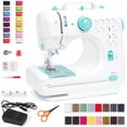 thumbnail image 1 of Best Choice Products Compact Sewing Machine, 42-Piece Beginners Kit, Multifunctional Portable 6V Beginner Sewing Machine w/ 12 Stitch Patterns, Light, Foot Pedal, Storage Drawer - Teal/White, 1 of 1