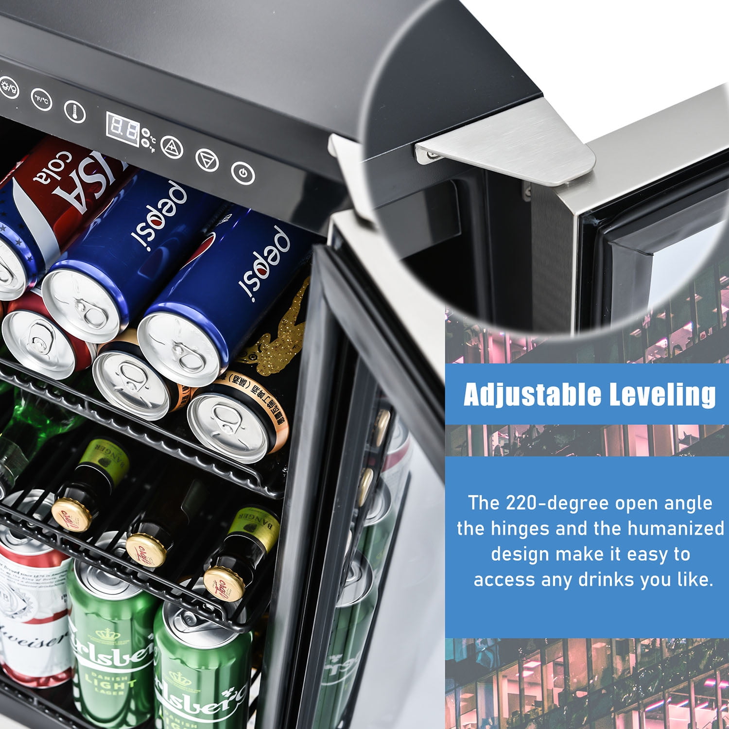 Spaco Built-in and Freestanding 15" Mini Beverage Refrigerator/Wine Cabinet, 120 Cans, Adjustable Shelves, Black and Silver Spaco Built-in and Freestanding 15" Mini Beverage Refrigerator/Wine Cabinet, 120 Cans, Adjustable Shelves, Black and Silver
