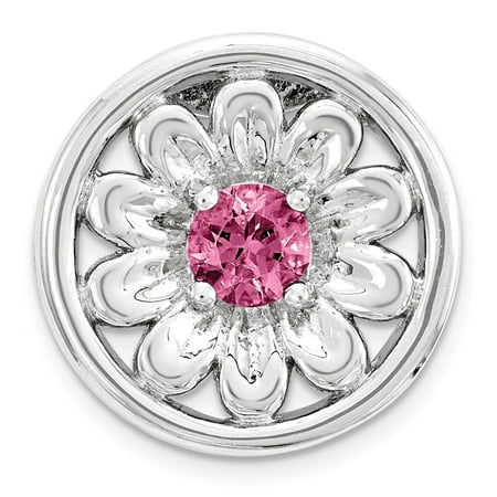 - Sterling Silver & Cr. Pink Sapphire Stackable Small Flower Slide, 12mm