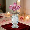 thumbnail image 2 of Crystal Rose Figurine with Vase 14cm Romantic Glass Rose Flower Gifts for Women - Wedding Party Collectible Figurines Home Decorations (Pink), 2 of 6