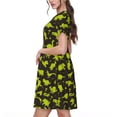 thumbnail image 2 of Disketp Cute Cartoon Dinosaurs Green Silhouette Pattern para Vestido de Manga Corta para Mujeres, Vestidos de Verano para Mujeres, Casual y Holgado para la Playa, 2 of 6