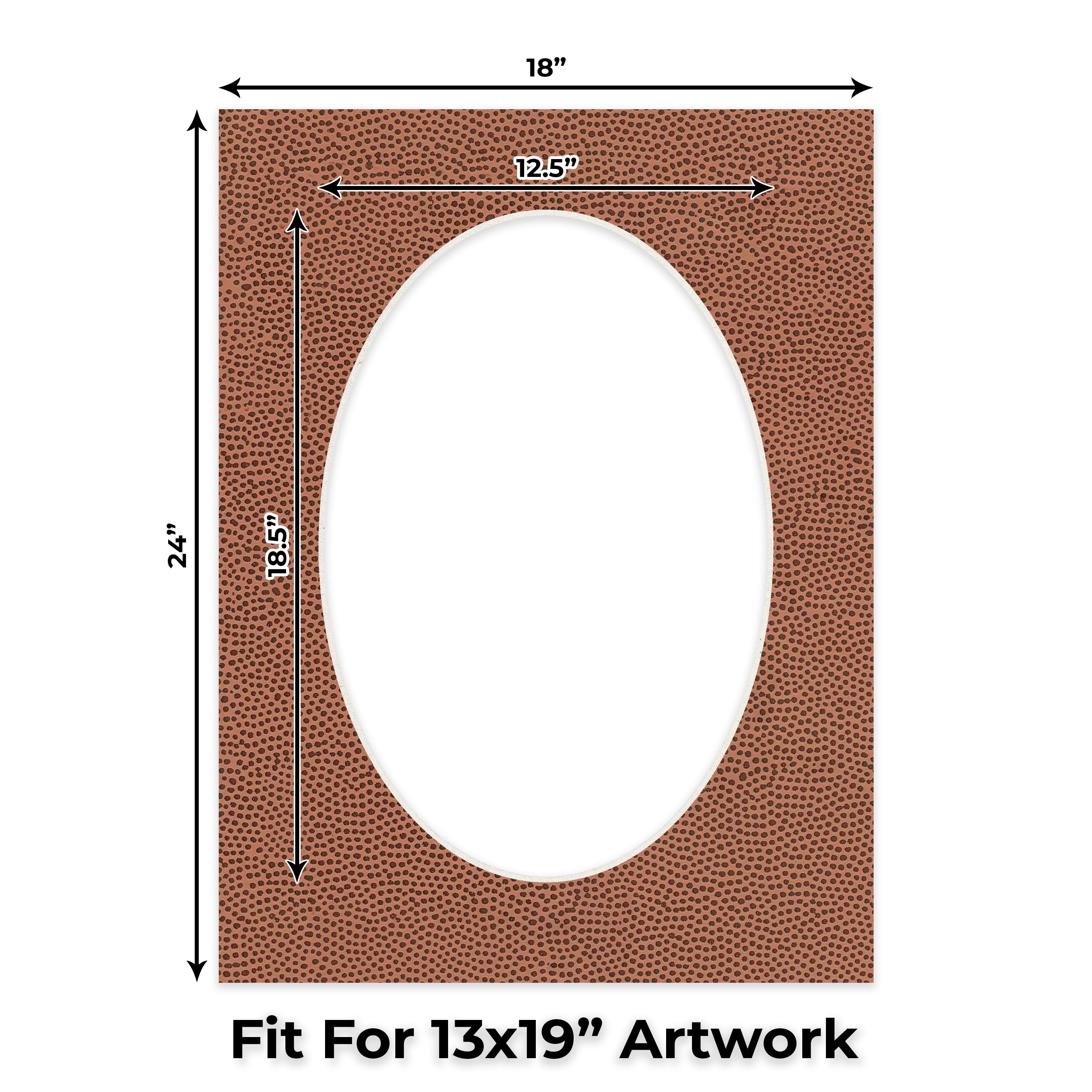 Football Texture Picture Frame Mat for 18x24 Frames - Oval Opening for 13x19 Photos - 10 Mats