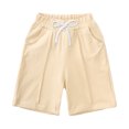 thumbnail image 5 of SGMVNU Boys Shorts Set Soft Cotton Short Sleeve Shirt and Matching Casual Shorts Solid Color 2 Piece Summer Outfits, Size 1-2 Years, Khaki, 5 of 9