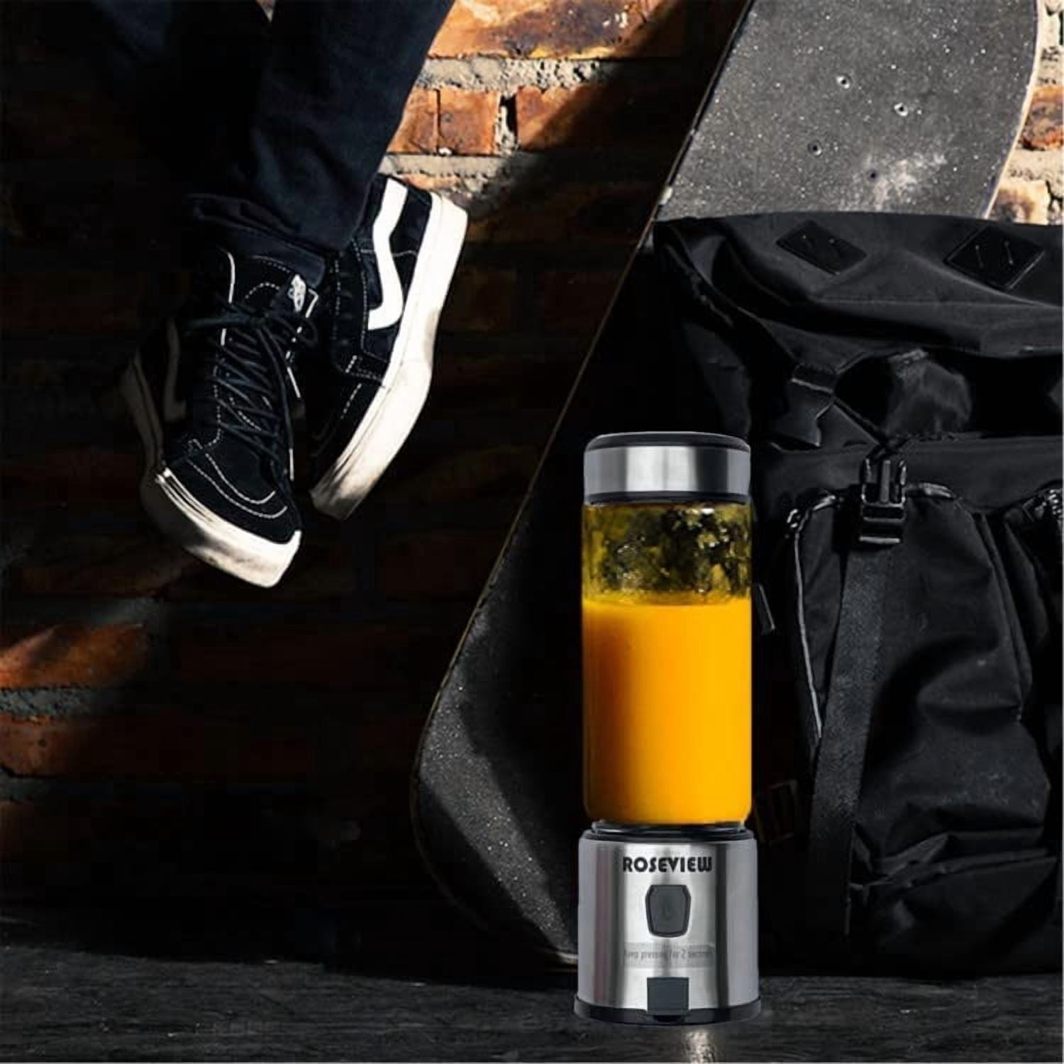 Smoothie blender USB rechargeable ROSEVIEW glass bottle jet blender mini cordless blast jar for shakes and smoothies blend mixer handheld  mini juicer
