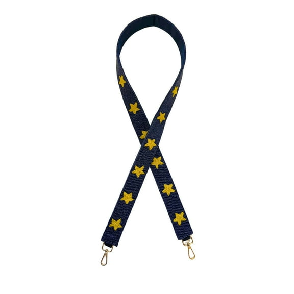 Lashicorn Navy Blue with Yellow Stars Beaded Purse Strap 49 Notre Dame Navy Virginia Michigan Gold Clasp Game Day Clear Stadium Bag Game