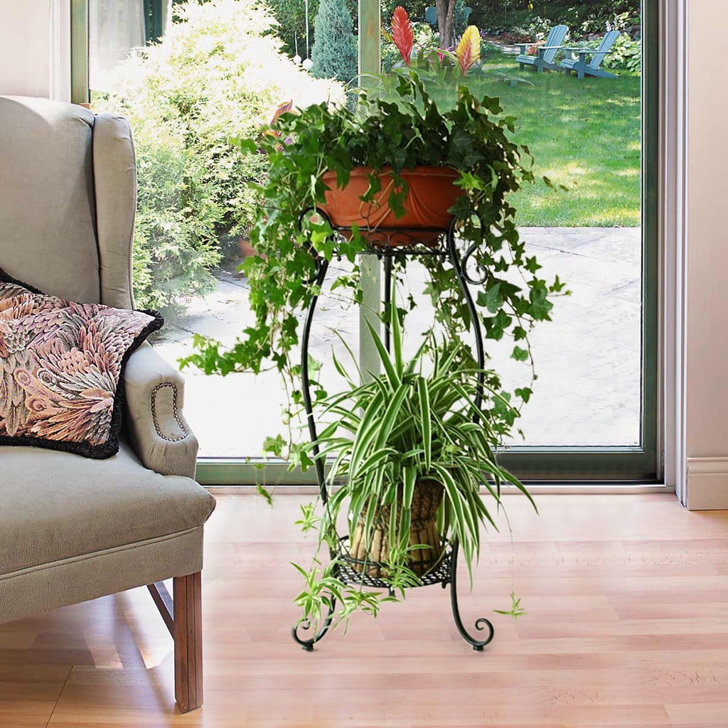 2Tier Metal Plant Stand Planter Rack Flower Pots Holder Disply Rack US