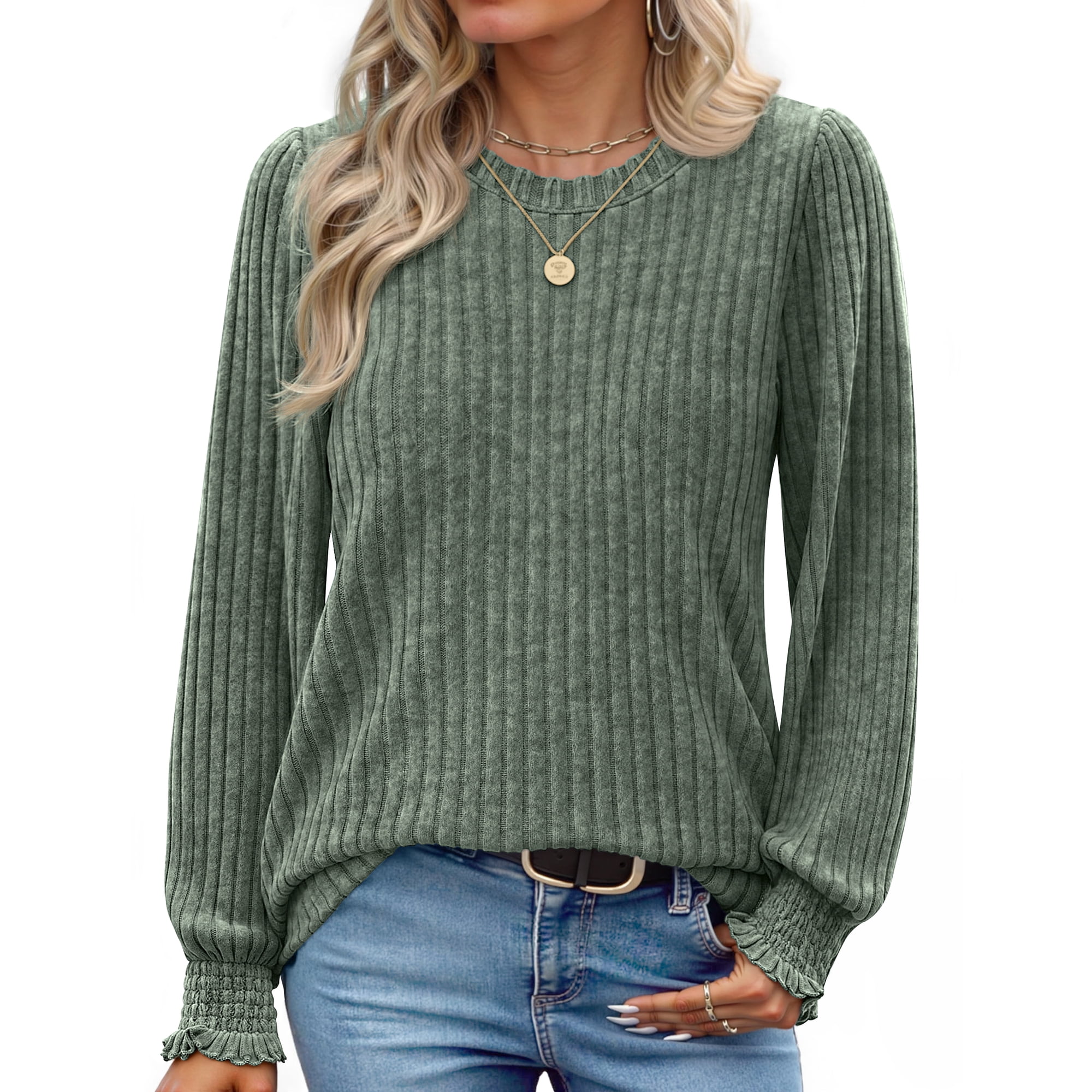 Fantaslook Womens Tops Dressy Casual Long Sleeve Shirts Fashion Blouses Lightweight Fall Sweaters