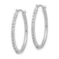 thumbnail image 2 of Accent Diamond Small Round Hoop Earrings in 14K White Gold (1 Inch), 2 of 5