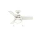 thumbnail image 3 of Hunter - Aker Indoor Ceiling Fan With Light, 36-inch, Fresh White, Modern-style, 3-speed WhisperWind Motor, 59301, for Living Rooms, Bedrooms, 3 of 16