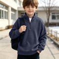 thumbnail image 5 of MHOSTAFH Boys Quarter Zip Pullover Warm Stand Collar Sweatshirt Loose Fit Fall Winter Outfits 3-14Years, 5 of 5